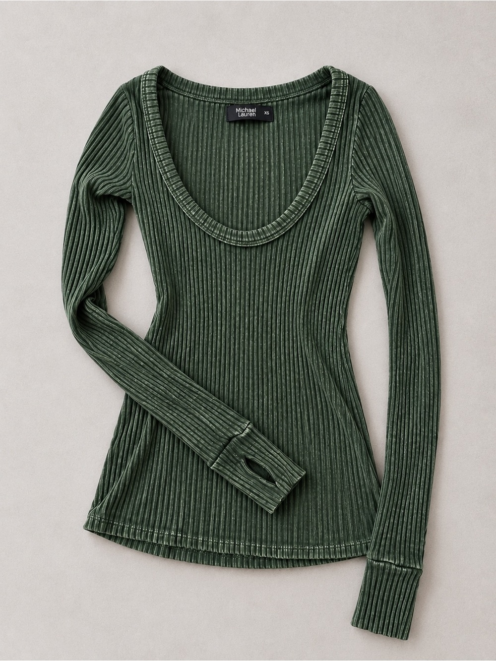 Michael Lauren Leonard Top Pigment Military Ribbed Revolve Size XS